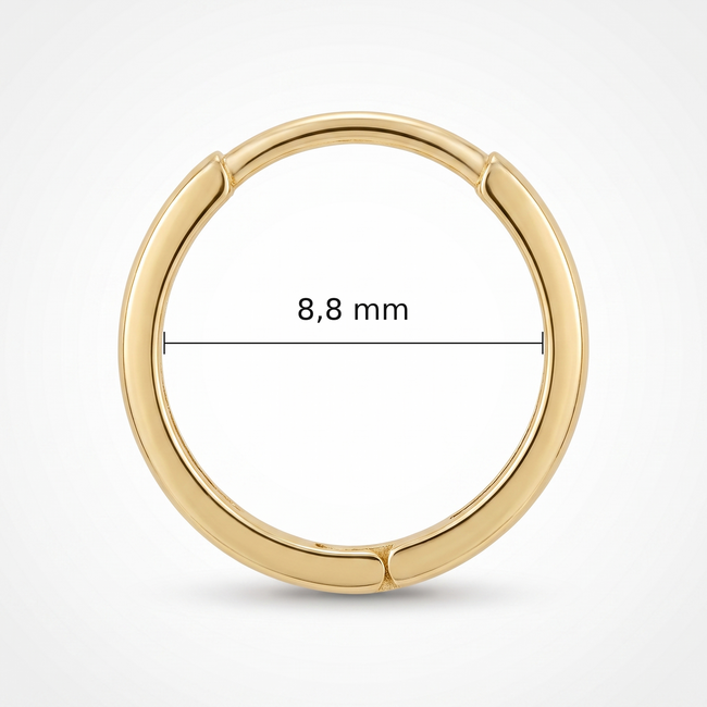 Gouden mini creolen met zirkonia kubus, 8,8 mm