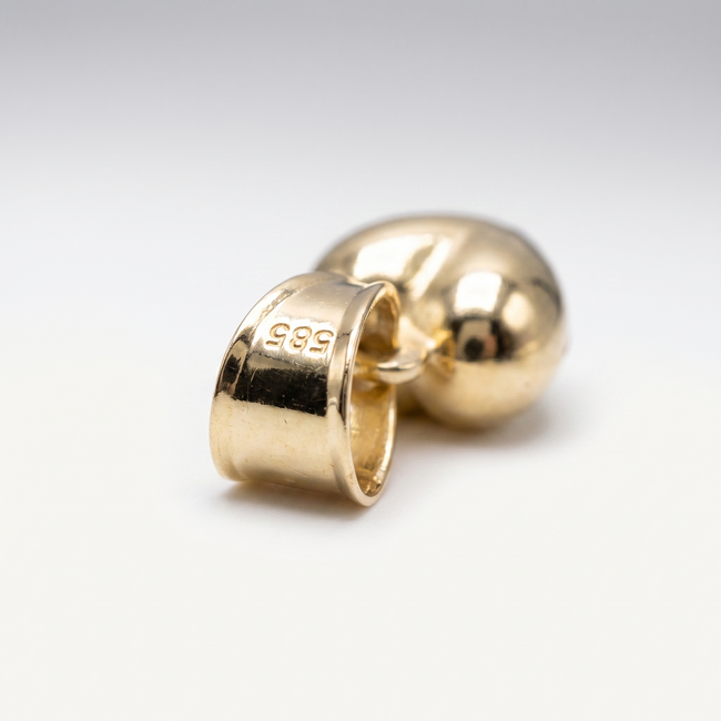 Gouden hanger met bol hartje, 12,5 mm