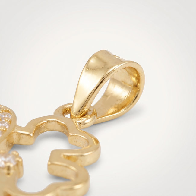 Gouden hanger klavertje vier met zirkonia, 20 mm