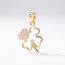 Gouden hanger klavertje vier met zirkonia, 20 mm