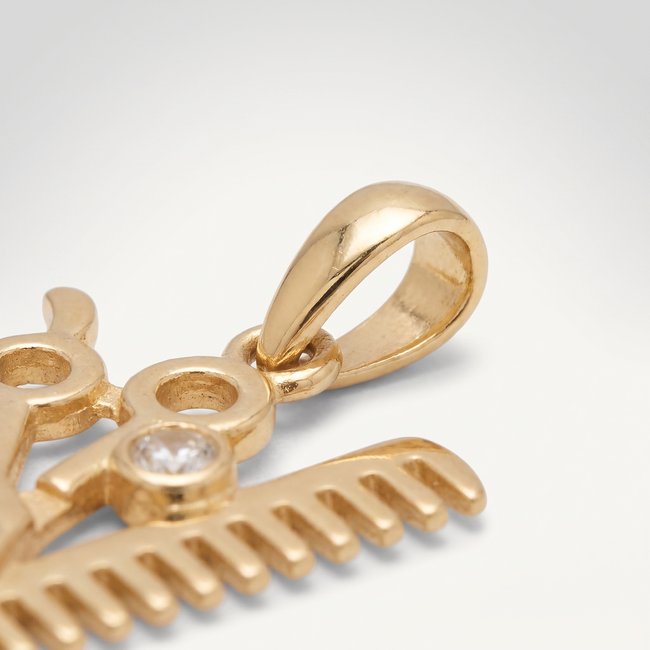 Gouden hanger schaar en kam, kapster cadeau, 20 mm