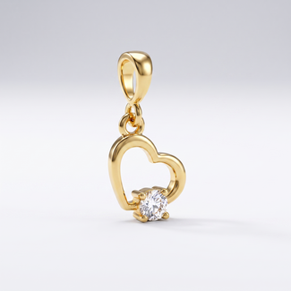 Gouden hanger open hartje met zirkonia