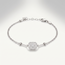 Witgouden armband dubbele schakel, baguette zirkonia