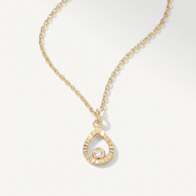 Gouden collier 14 karaat, druppelhanger met zirkonia, 42-45 cm