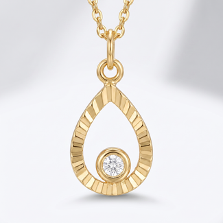 Gouden collier druppel met zirkonia