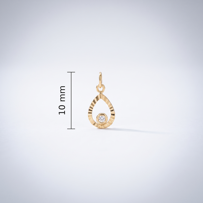 Gouden collier 14 karaat, druppelhanger met zirkonia, 42-45 cm