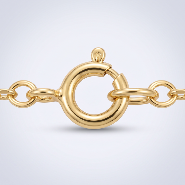 Gouden collier 14 karaat, druppel entourage met baguette, 42 cm