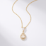 Gouden collier 14 karaat, druppel entourage met baguette, 42 cm