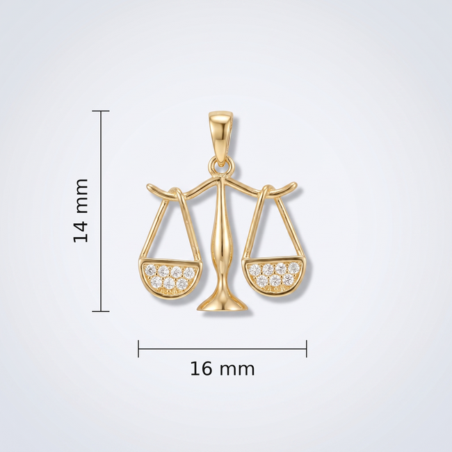Gouden collier sterrenbeeld weegschaal zirkonia 41-44 cm