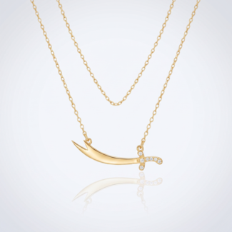 Gouden collier Zulfiqar zwaard van Ali met zirkonia