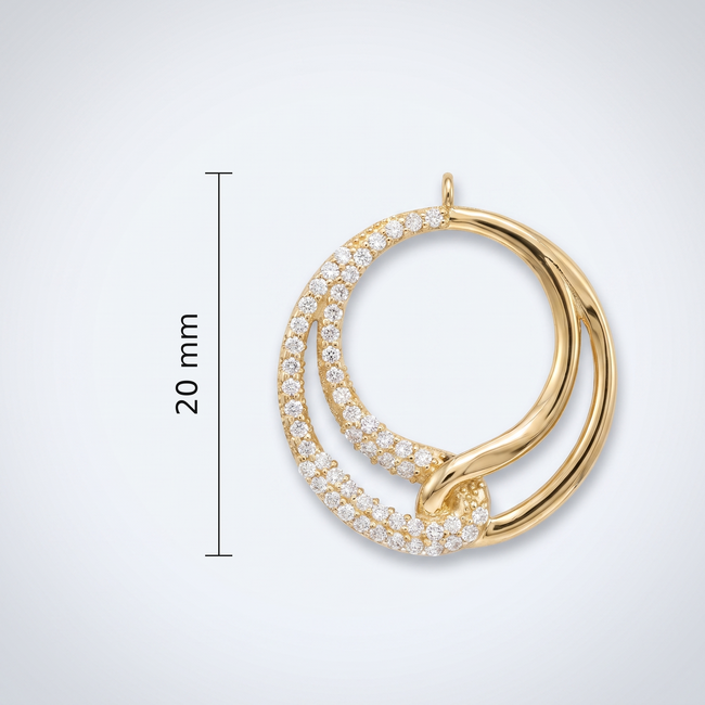 Gouden collier dubbele cirkel zirkonia 45,5 cm