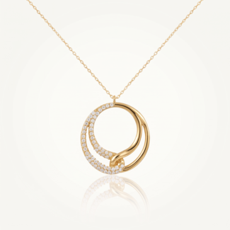 Gouden collier cirkel met zirkonia
