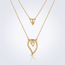 Gouden dubbele collier druppel zirkonia 44 cm