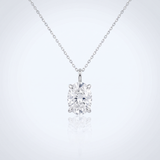 Witgouden collier ovale zirkonia solitair