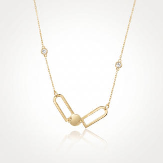 Gouden collier schakel met zirkonia