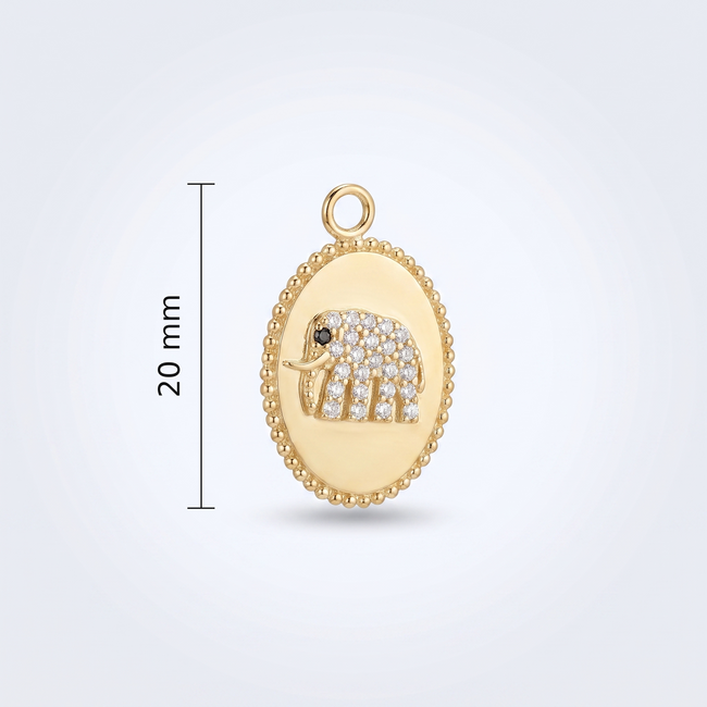 Gouden collier medaillon olifant zirkonia 42 cm