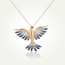 Gouden collier vogel gekleurde zirkonia 42 cm