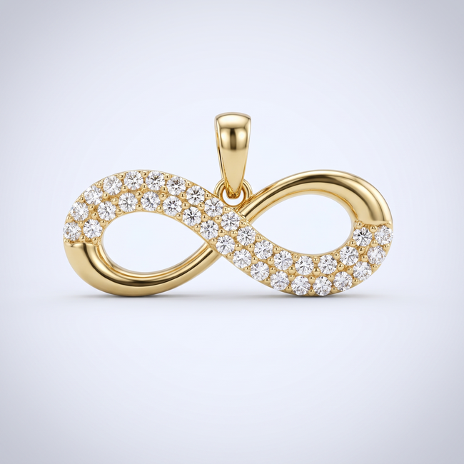 Gouden collier infinity ketting zirkonia 45 cm