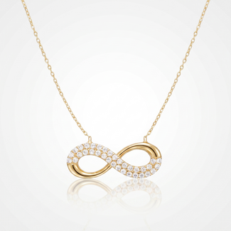 Gouden collier infinity met zirkonia