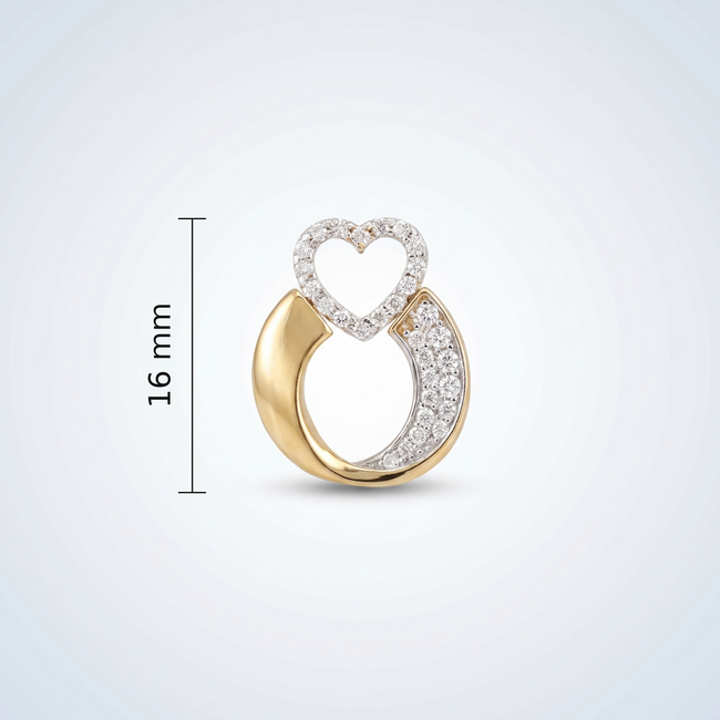 Gouden collier hartjes ketting ring zirkonia 45,5 cm