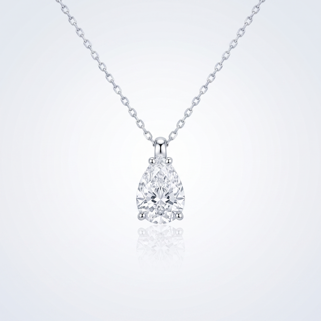 Witgouden collier druppel zirkonia solitair 41 cm