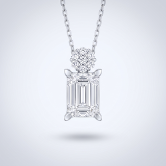 Witgouden collier emerald cut zirkonia