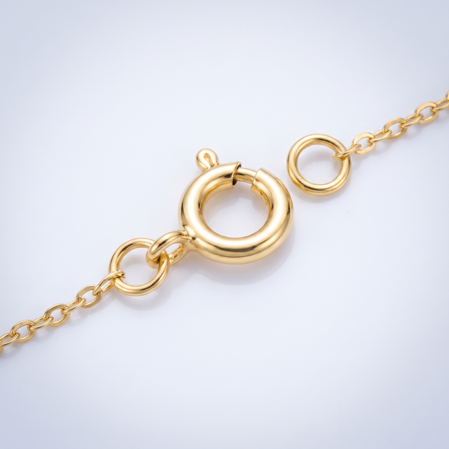 Gouden collier ovaal medaillon baguette zirkonia 42 cm