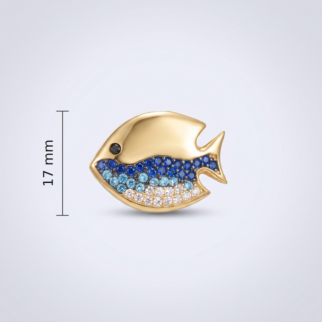 Gouden collier vis gekleurde zirkonia 45,5 cm