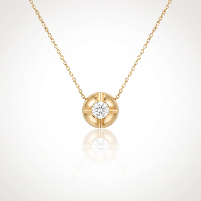Gouden collier minimalistisch bal zirkonia 43 cm