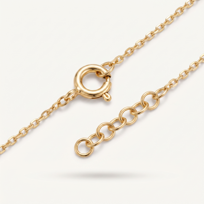 Gouden collier hartjes bolvormig geribbeld 45-50 cm