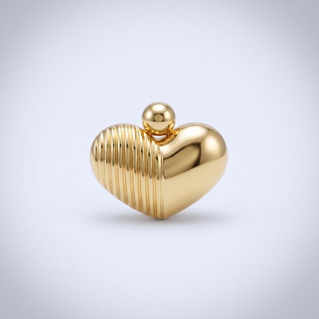 Gouden collier hartjes bolvormig geribbeld 45-50 cm