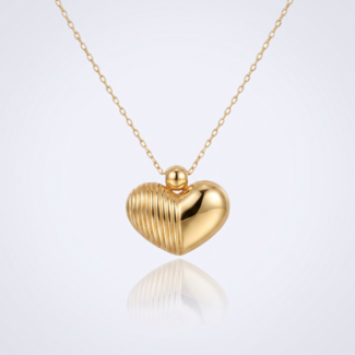 Gouden collier hart bolvormig