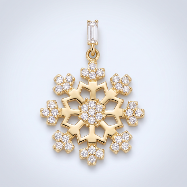 Gouden collier sneeuwvlok zirkonia 41,5 cm