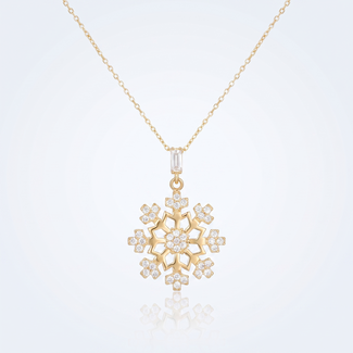 Gouden collier sneeuwvlok met zirkonia