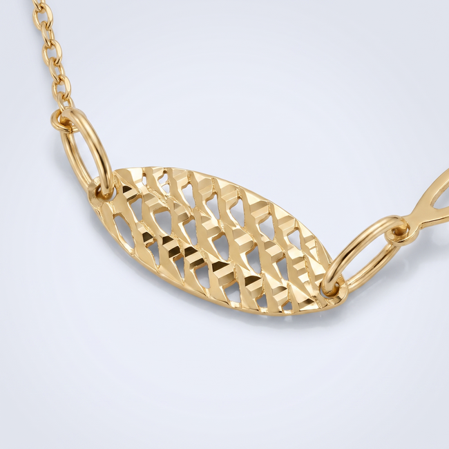 Gouden collier marquise schakelketting zirkonia 44,5-48 cm