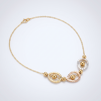 Gouden collier tricolor schakel