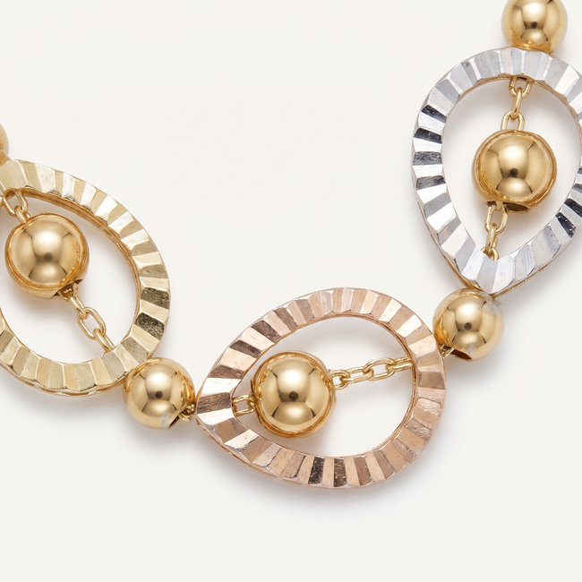 Gouden collier tricolor schakelketting 42-45 cm