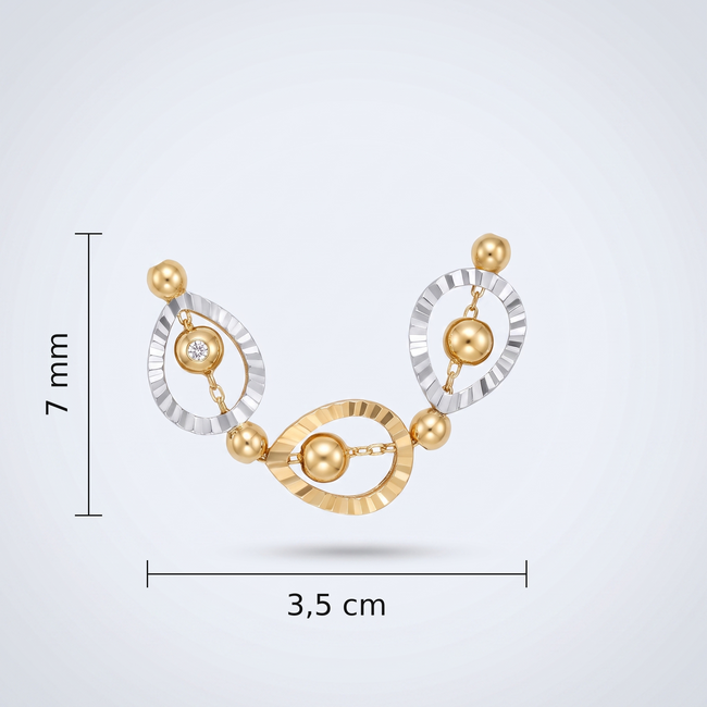 Gouden collier tricolor schakelketting 42-45 cm