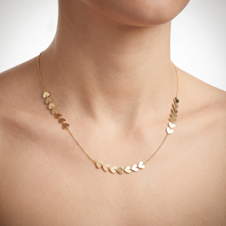 Gouden collier hartjes schakel