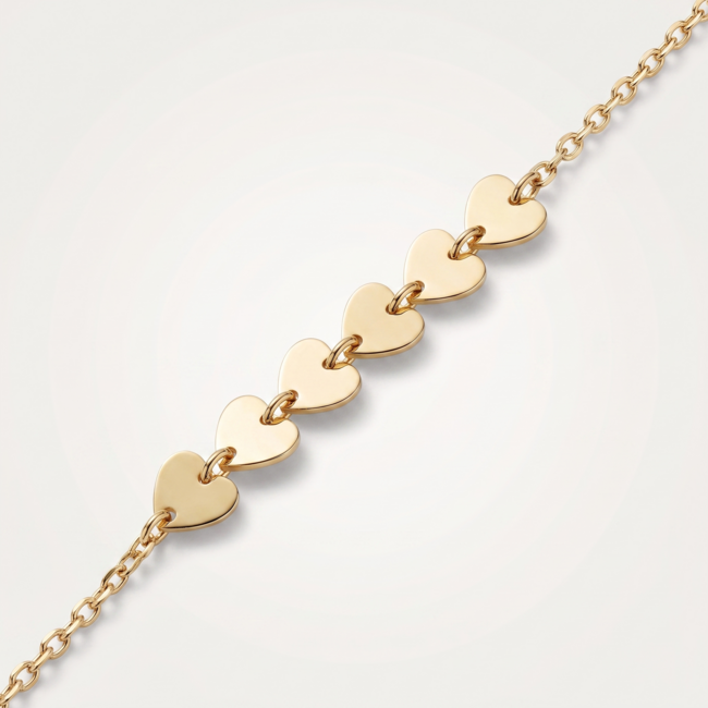 Gouden Collier Hartjes Schakelketting 42,5-45,5cm