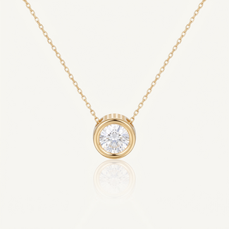 Gouden collier solitair rond