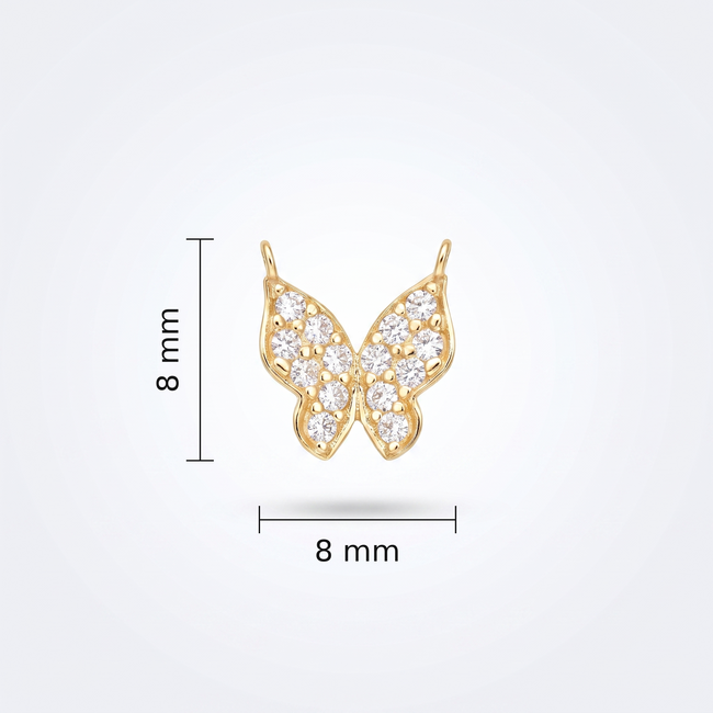 Gouden Collier Vlinder Hanger Zirkonia 44cm