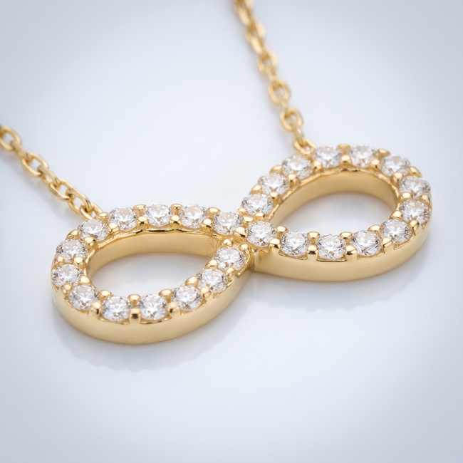 Gouden Collier Infinity Pavé Zirkonia 44cm