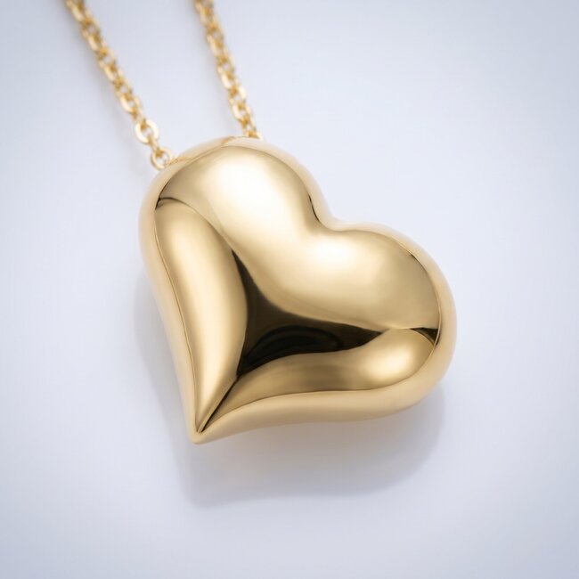Gouden Collier Hart Statement 51-55cm