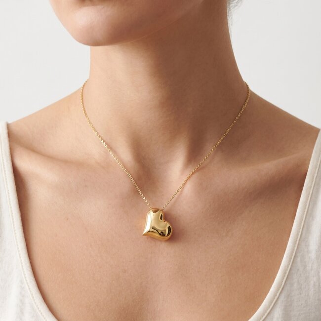 Gouden Collier Hart Statement 51-55cm