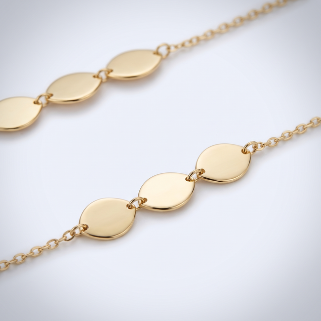 Gouden Collier Blaadjes Schakel 42-45cm