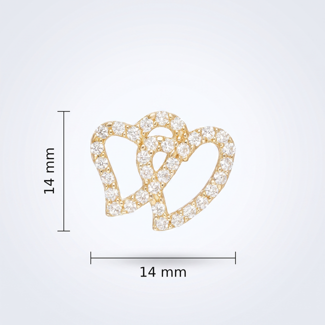 Gouden Collier Dubbel Hart Zirkonia 43cm