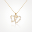 Gouden Collier Dubbel Hart Zirkonia 43cm