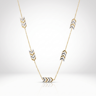 Bicolor collier dubbele pijl zirkonia