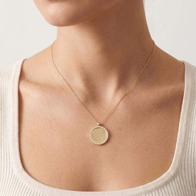 Gouden Collier Graveerbare Hanger 42cm